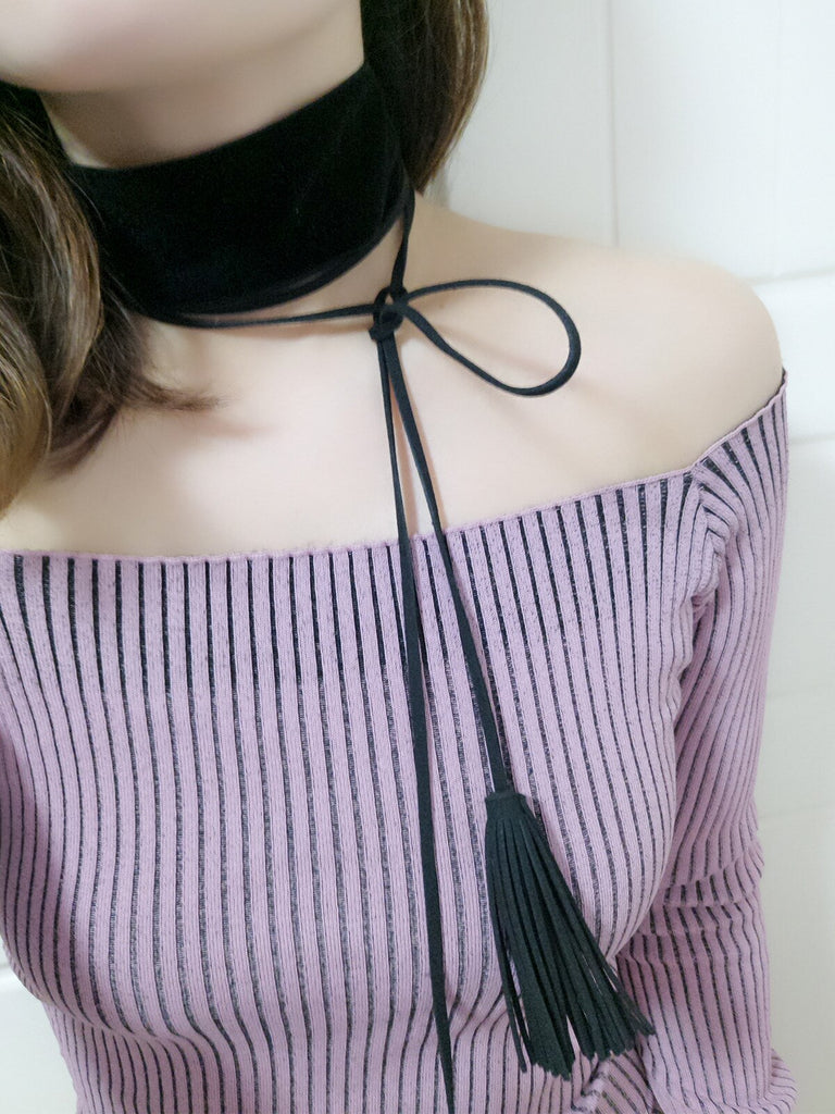 Designer Tassel Long Necklace Women Leather Necklaces 2 Colors High Street Jewelry Harness Neck Choker Gothic Style