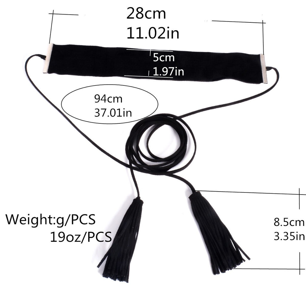 Designer Tassel Long Necklace Women Leather Necklaces 2 Colors High Street Jewelry Harness Neck Choker Gothic Style