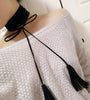 Designer Tassel Long Necklace Women Leather Necklaces 2 Colors High Street Jewelry Harness Neck Choker Gothic Style