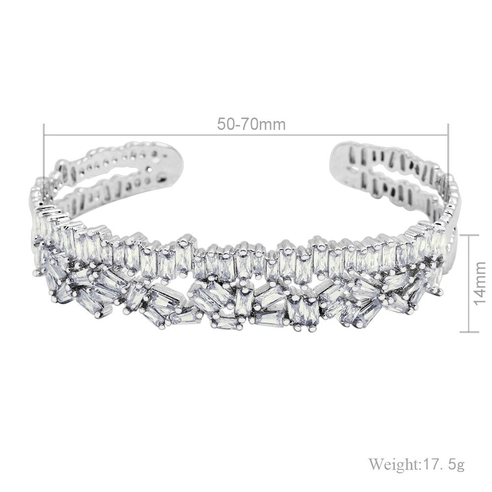 Diamond Bangle Ring Set  zircon Korean style simple personality bracelet color retention adjustable gift for her elegant