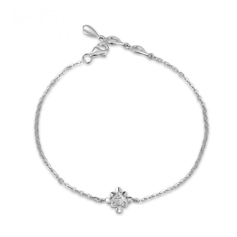 Diamond Charm Bracelet for Women 18K White Gold 18K White Gold 0.03ct Natural Diamond Bracelet Wedding Party