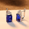 Diamond Clip On Earrings, Luxury Created 7.6ct Nano Russian Simulated Emerald and Sapphire 925 Silver Clip earrings Women