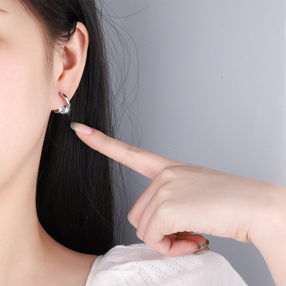 Diamond Simple Earrings Women's Gold Crystals Earring Piercing Ear 925 Stamp Silver Color Wedding Party Jewelry