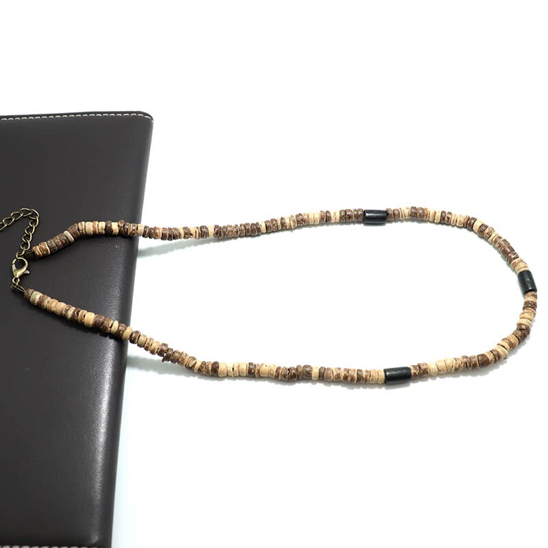 Diffone Choker Necklace For Men 18 Inches Short Necklace 100% Natural Wood Necklace Gift For Husband Punk Necklace Male Yoga