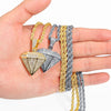 Dimensional Triangle Pendant Sweater Chain Crystal Stone Three Dimensional Shape Of Bling Bling Necklace Hip Hop Necklace