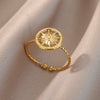 Disc Octagonal Star Rings for Women Men Thin Open Adjustable Stainless Steel Ring Gold Plated Aesthetic Jewerly anillos mujer