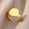 Disc Octagonal Star Rings for Women Men Thin Open Adjustable Stainless Steel Ring Gold Plated Aesthetic Jewerly anillos mujer
