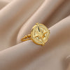Disc Octagonal Star Rings for Women Men Thin Open Adjustable Stainless Steel Ring Gold Plated Aesthetic Jewerly anillos mujer