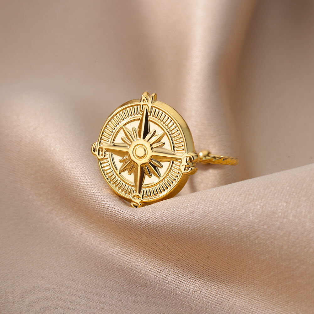 Disc Octagonal Star Rings for Women Men Thin Open Adjustable Stainless Steel Ring Gold Plated Aesthetic Jewerly anillos mujer