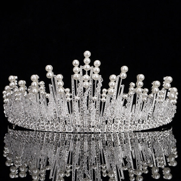 Diverse Silver Crystal Bride tiara Crown Fashion Pearl Queen Wedding Crown Headpiece Wedding Hair Jewelry Accessories Wholesale