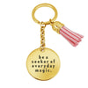 Diy Pink tassel charm keychain cute keyring engraved keychains birthday gift