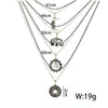 Docona Bohemian Necklace Moon Elephant Ancient Pendent Silver Color Long Alloy Chain Choker Statement Necklace Collar Femme 4498