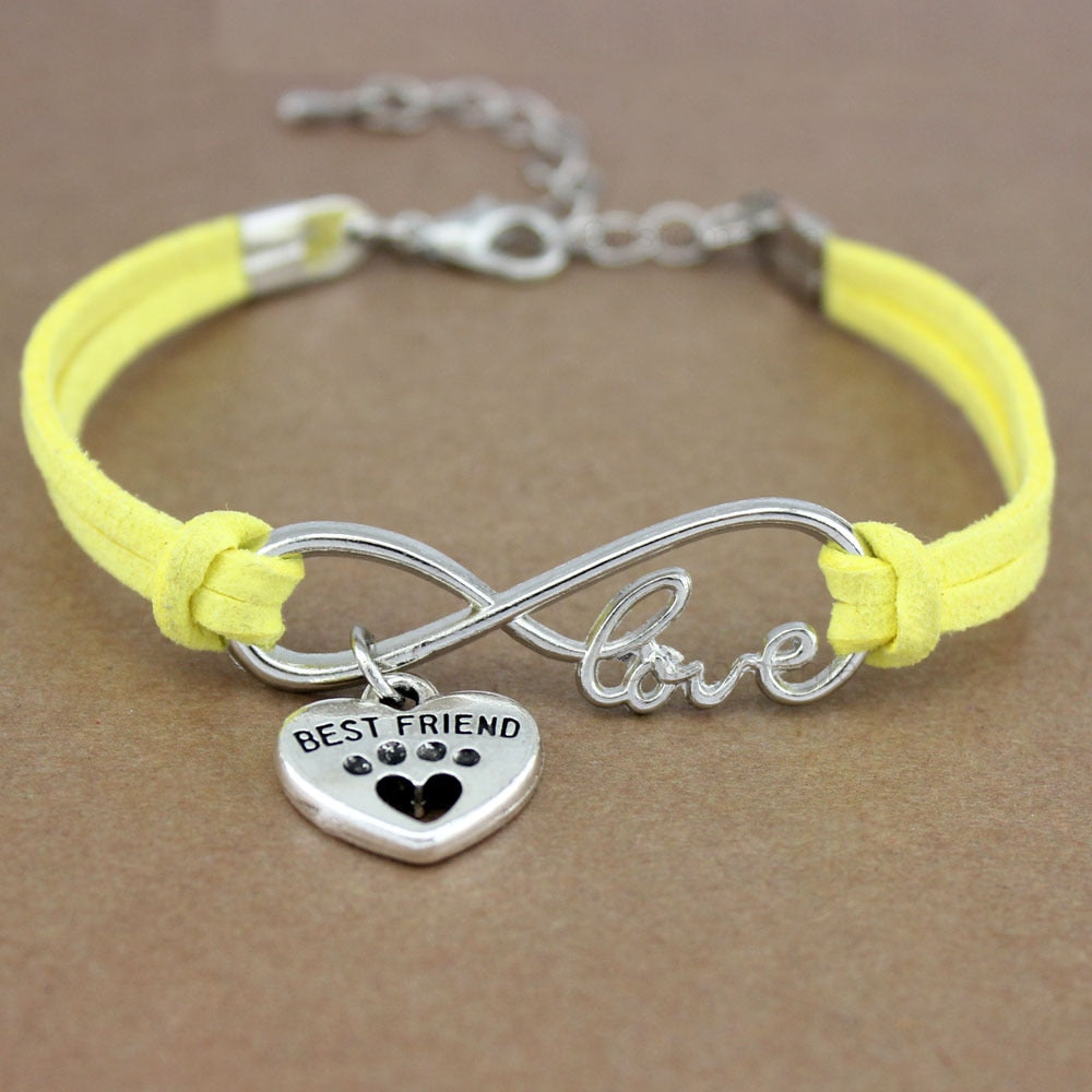 Dog Paws  Friends Heart Unicorn Animal Infinity Love Charm Bracelets  Jewelry Women Men Girl Boy Unisex Gift 20 Colors
