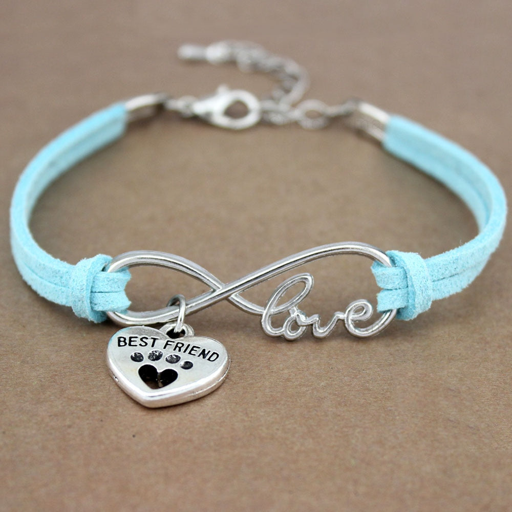 Dog Paws  Friends Heart Unicorn Animal Infinity Love Charm Bracelets  Jewelry Women Men Girl Boy Unisex Gift 20 Colors