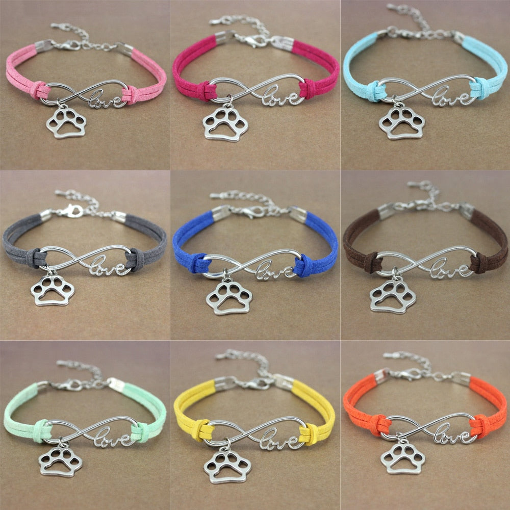 Dog Paws  Friends Heart Unicorn Animal Infinity Love Charm Bracelets  Jewelry Women Men Girl Boy Unisex Gift 20 Colors