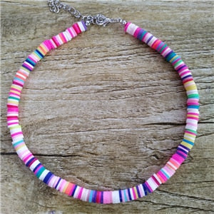 Donarsei 2021 Colorful Clay Choker Necklace For Women Bohemian Adjustable Soft Pottery Collar Necklace Boho Jewelry