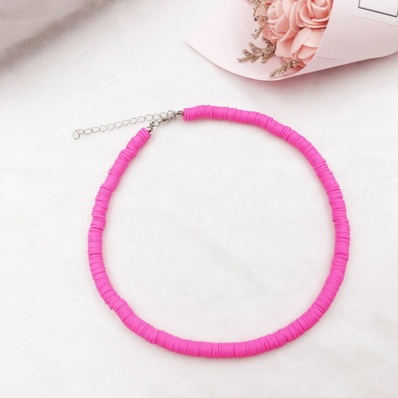 Donarsei 2021 Colorful Clay Choker Necklace For Women Bohemian Adjustable Soft Pottery Collar Necklace Boho Jewelry