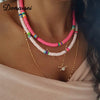 Donarsei 2021 6mm Soft Pottery Choker Necklace For Women Bohemian Adjustable Colorful Clay Collar Necklace Gift