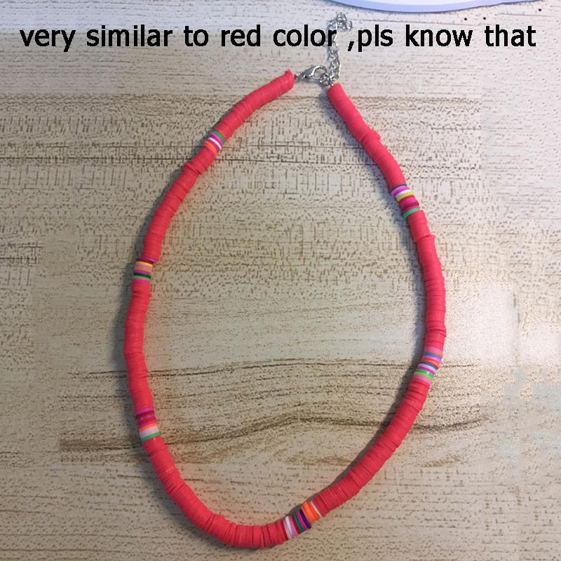Donarsei 2021 6mm Soft Pottery Choker Necklace For Women Bohemian Adjustable Colorful Clay Collar Necklace Gift