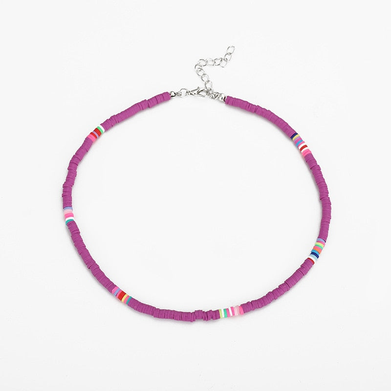 Donarsei 2021 4mm Clay Choker Necklace For Women Beach Bohemian Handmade Adjustable Colorful Soft Pottery Necklace