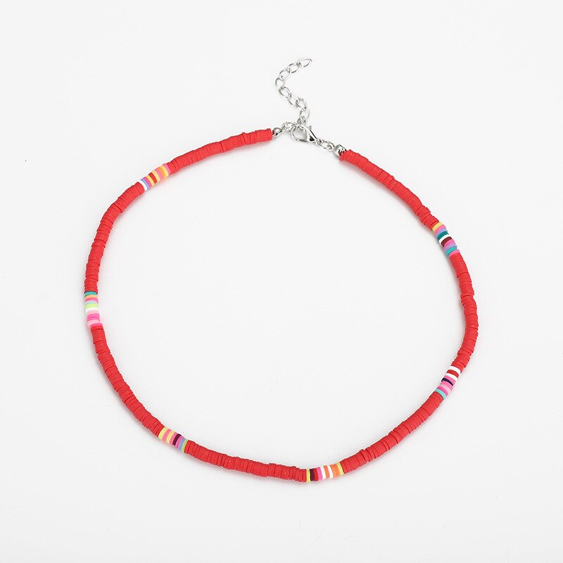 Donarsei 2021 4mm Clay Choker Necklace For Women Beach Bohemian Handmade Adjustable Colorful Soft Pottery Necklace