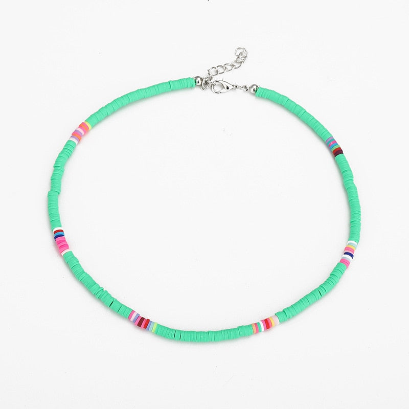 Donarsei 2021 4mm Clay Choker Necklace For Women Beach Bohemian Handmade Adjustable Colorful Soft Pottery Necklace