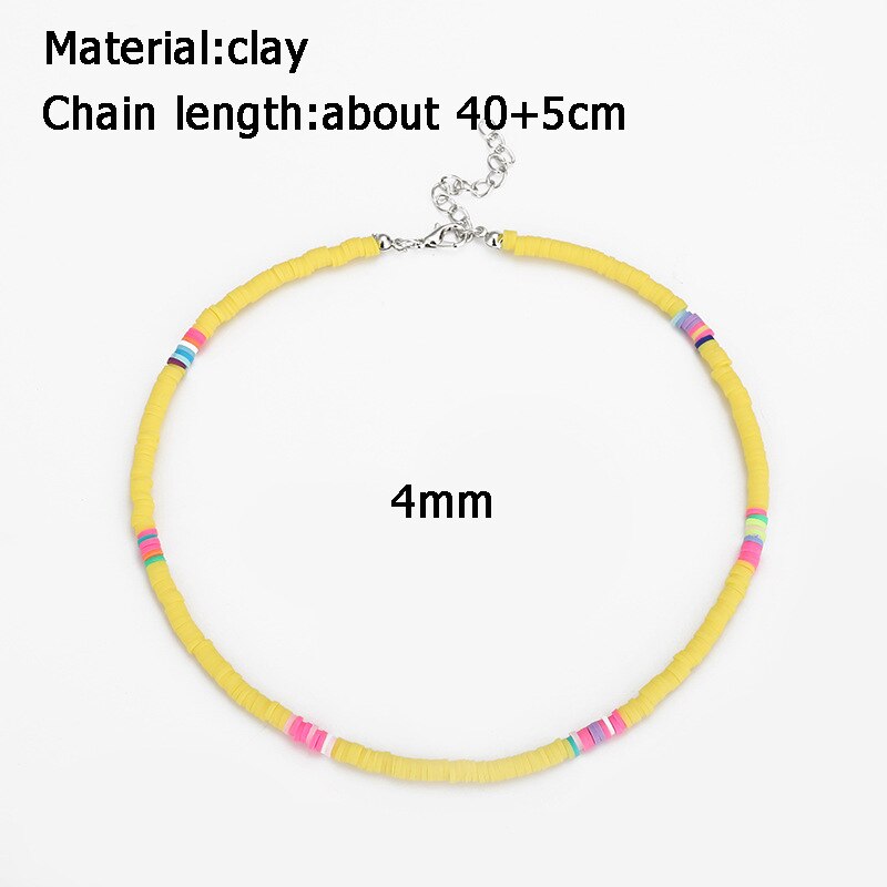 Donarsei 2021 4mm Clay Choker Necklace For Women Beach Bohemian Handmade Adjustable Colorful Soft Pottery Necklace