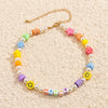 Donarsei 2022 Smiley Face Chokers Necklace For Women Bohemia Colorful Beaded Letter Clavicle Chain Party