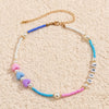 Donarsei 2022 Smiley Face Chokers Necklace For Women Bohemia Colorful Beaded Letter Clavicle Chain Party