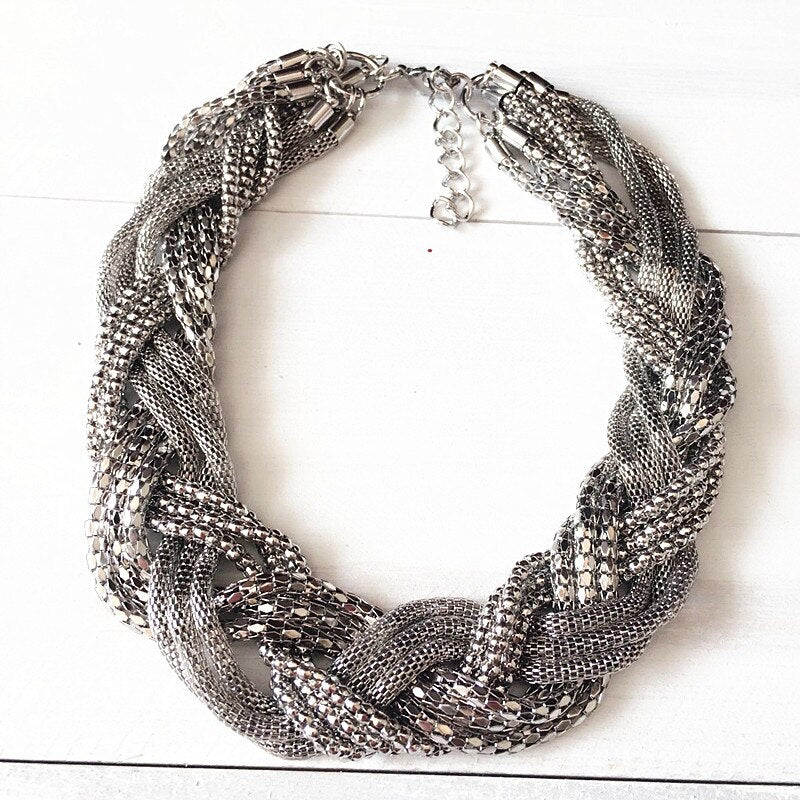 Dongmu jewellery 2021 exaggerated popcorn chain weaving short necklace bohemian heavy metal ladies fine jewelry