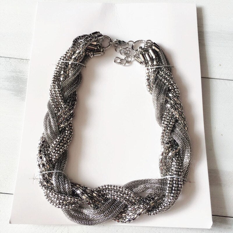 Dongmu jewellery 2021 exaggerated popcorn chain weaving short necklace bohemian heavy metal ladies fine jewelry