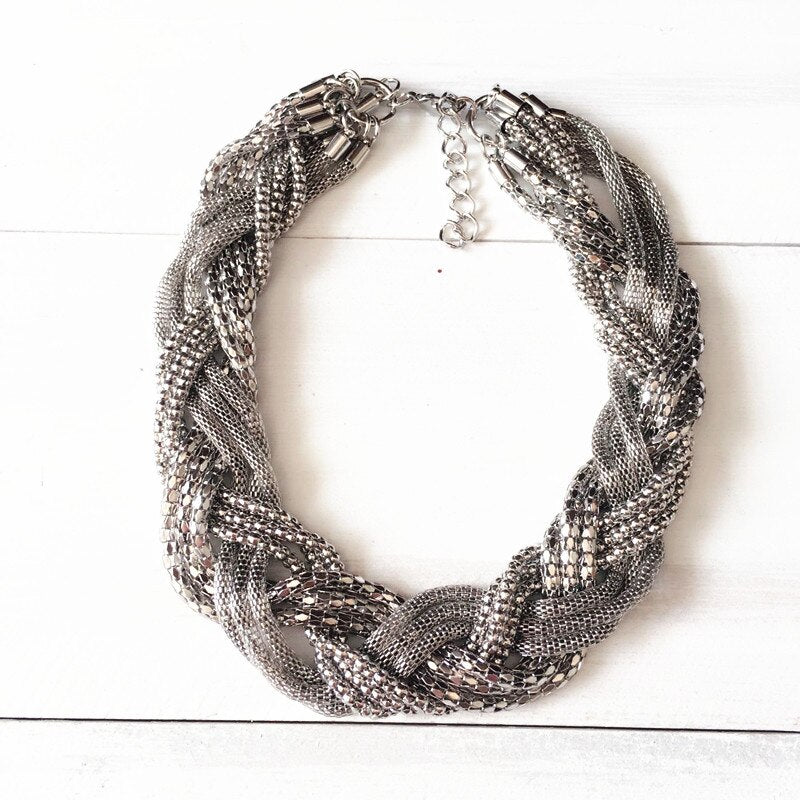 Dongmu jewellery 2021 exaggerated popcorn chain weaving short necklace bohemian heavy metal ladies fine jewelry