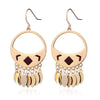 Dorado Ethnic Jewelry Charming Red Blue Enamel Square Leaves Tassel Drop Hook Earrings Online Shopping