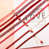 Doreen Box Velvet/Fabric Choker Necklace Wine Red Strawberry Star Grid Checker Girl Women Party Collar Party Jewelry,1PC