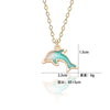 Doreen Box Korean Cute Little Dolphin Necklace Jewelry Golden Alloy Small Pendant Beautiful Cartoon Accessories For Women Girl