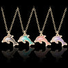 Doreen Box Korean Cute Little Dolphin Necklace Jewelry Golden Alloy Small Pendant Beautiful Cartoon Accessories For Women Girl