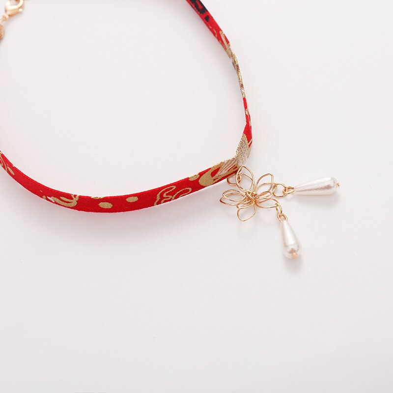 Doreen Box Vintage Chinese Style Women Choker Flower Bird Gold Pendant Hollow Out Imitation Pearl Clavicular Chain Neckalce, 1PC