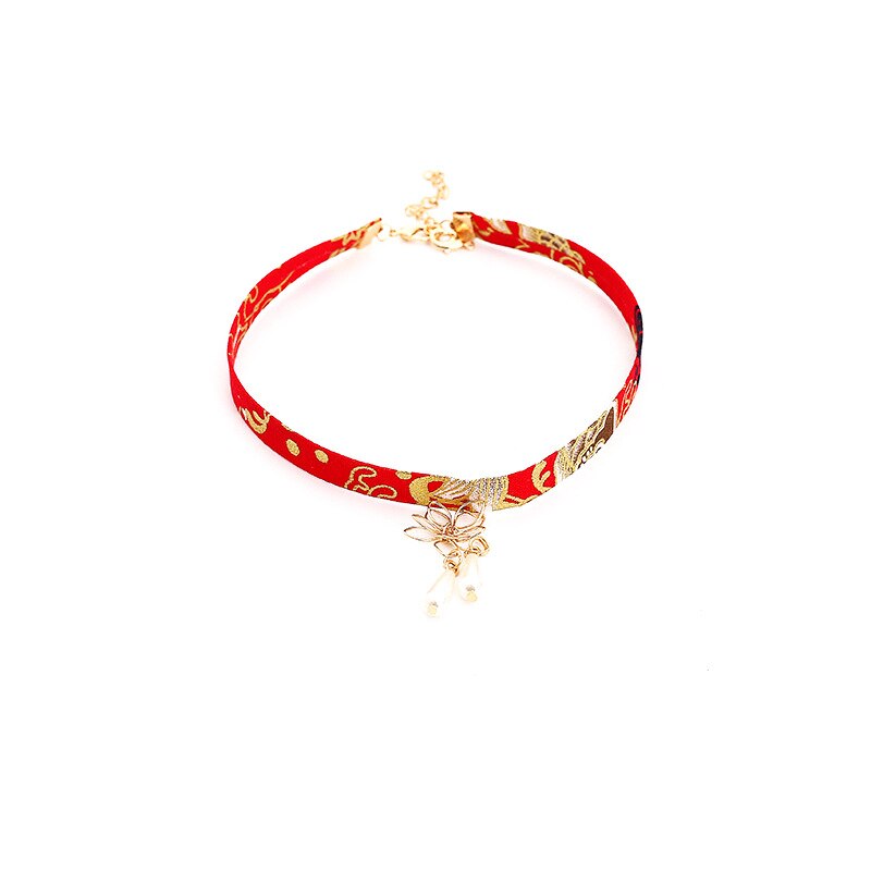 Doreen Box Vintage Chinese Style Women Choker Flower Bird Gold Pendant Hollow Out Imitation Pearl Clavicular Chain Neckalce, 1PC