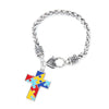 DoreenBeads Autism Awareness Children Kids Necklace Silver Color Link Chain Heart Jigsaw Puzzle Piece Enamel Warm Gift Accessory