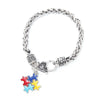 DoreenBeads Autism Awareness Children Kids Necklace Silver Color Link Chain Heart Jigsaw Puzzle Piece Enamel Warm Gift Accessory