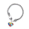 DoreenBeads Autism Awareness Children Kids Necklace Silver Color Link Chain Heart Jigsaw Puzzle Piece Enamel Warm Gift Accessory