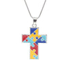 DoreenBeads Autism Awareness Children Kids Necklace Silver Color Link Chain Heart Jigsaw Puzzle Piece Enamel Warm Gift Accessory