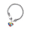 DoreenBeads Autism Awareness Children Kids Necklace Silver Color Link Chain Heart Jigsaw Puzzle Piece Enamel Warm Gift Accessory