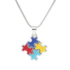 DoreenBeads Autism Awareness Children Kids Necklace Silver Color Link Chain Heart Jigsaw Puzzle Piece Enamel Warm Gift Accessory