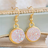 Handmade Resin Drusy /Drusy Chic Earrings gold color Pink Purple Round 34mm(1 3/8) x 15mm( 5/8), 1 Pair