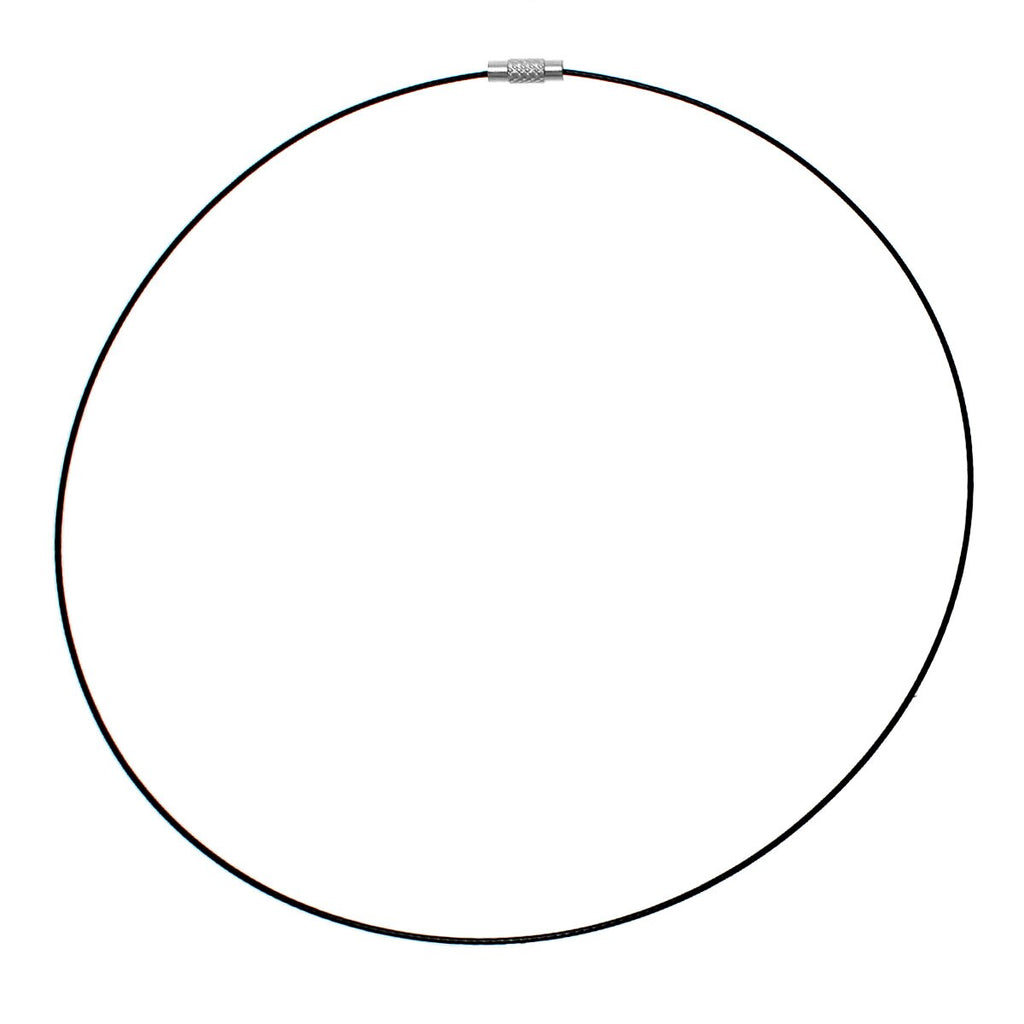 DoreenBeads Steel Wire Choker Necklaces dull silver color Black 45.6cm(18")long,10 PCs