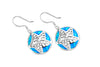 925 Sterling Silver Created Green&blue fire opal Starfish Earrings 20mmx17mm Jewelry for women
