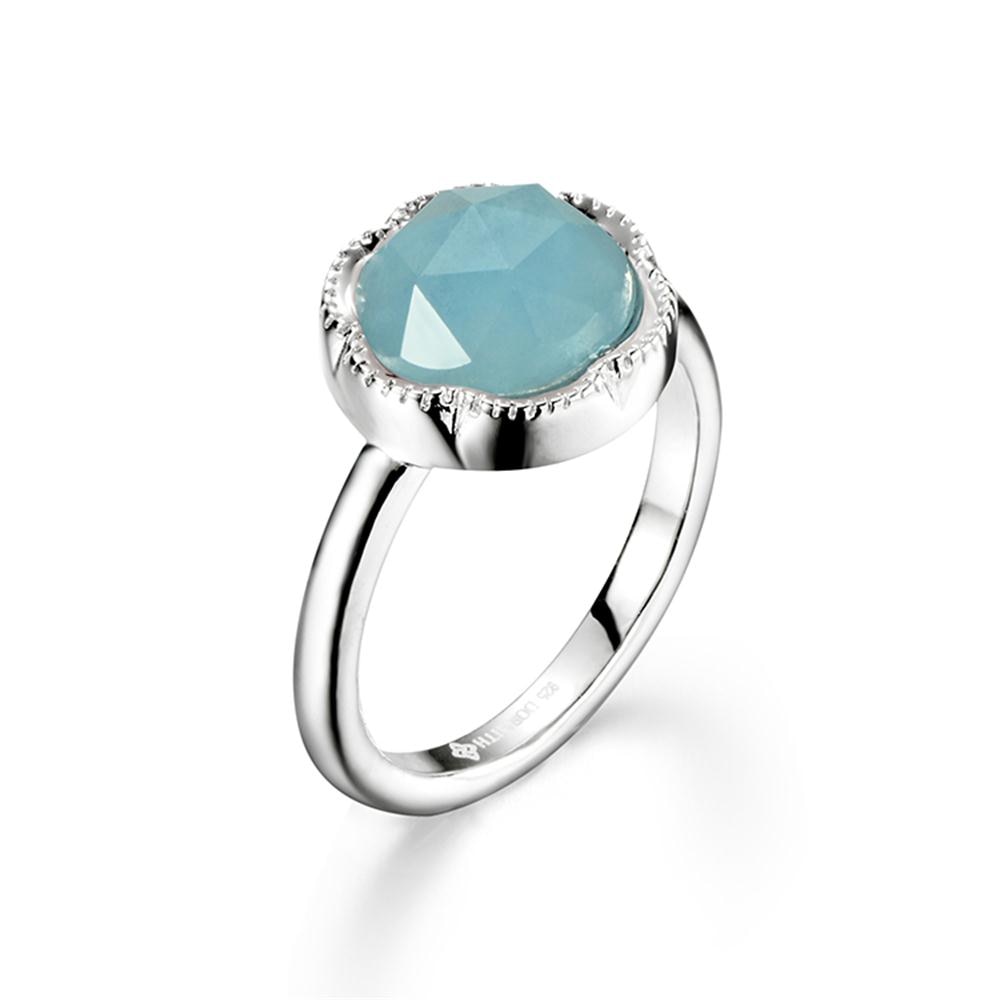 Women's 925 sterling silver 10*10mm Natural Aquamarine rings dream stone