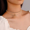 Double Bow Pearl Necklace Niche Stacking Women Short Clavicle Chain