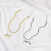 Double Bow Pearl Necklace Niche Stacking Women Short Clavicle Chain